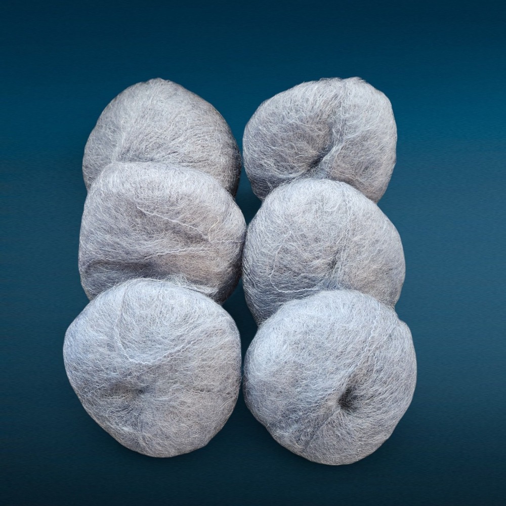 Lotus Yarns Wool Mohiar 6 Pack Balls Blue Gray 130 Meters 50g Needle US 8/10 NEW
